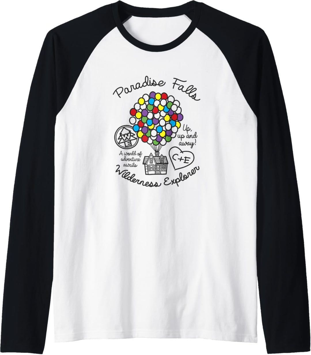 Disney Pixar Up Colorful Balloon Silhouette Falls Raglan