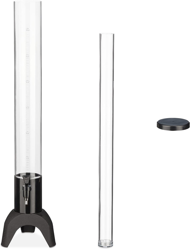 Relaxdays Biersäule mit Zapfhahn, 2,5 l, Getränkespender mit Kühlung, Biertower Garten, Zapfsäule, t