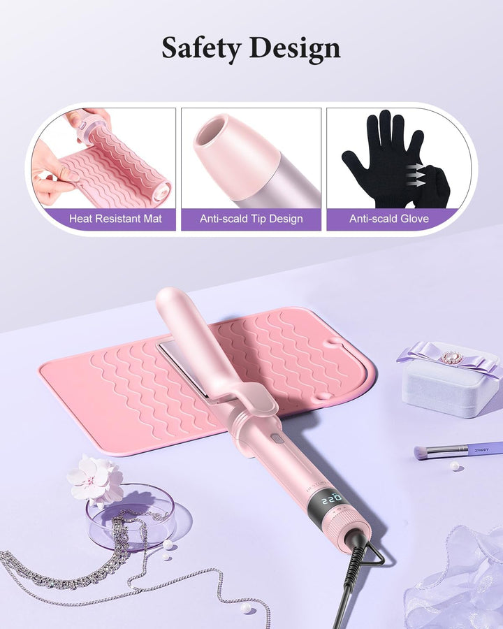 BESTOPE PRO Lockenstab, 5 in 1 Lockenstäbe Set mit Glätteisen, Thermobürste, 3 Keramische Lockeneise
