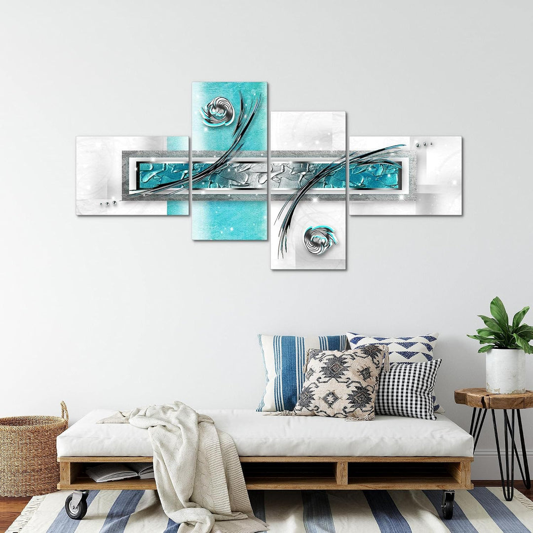 Runa Art Bild XXL 4 Teilig Abstrakt 200 x 100 cm Kunstdruck auf Vlies Leinwand Wanddeko Wohnzimmer S