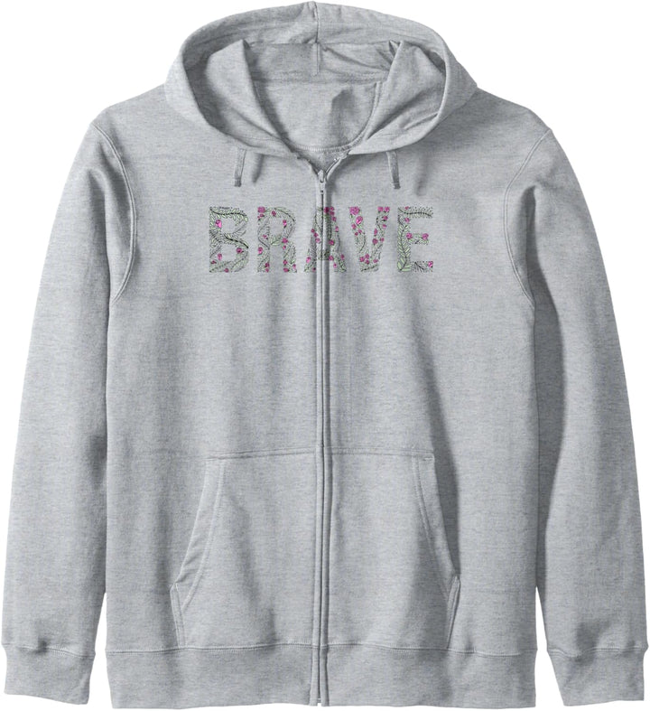 Brave Floral Fill Text Kapuzenjacke
