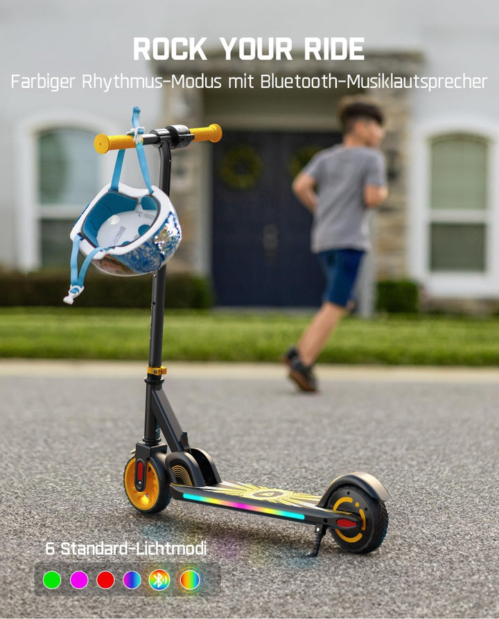 FanttikRide C9 Apex Elektroroller für Kinder 8-12 Jahren, Bluetooth-Musik, Bunte Regenbogenlichter,