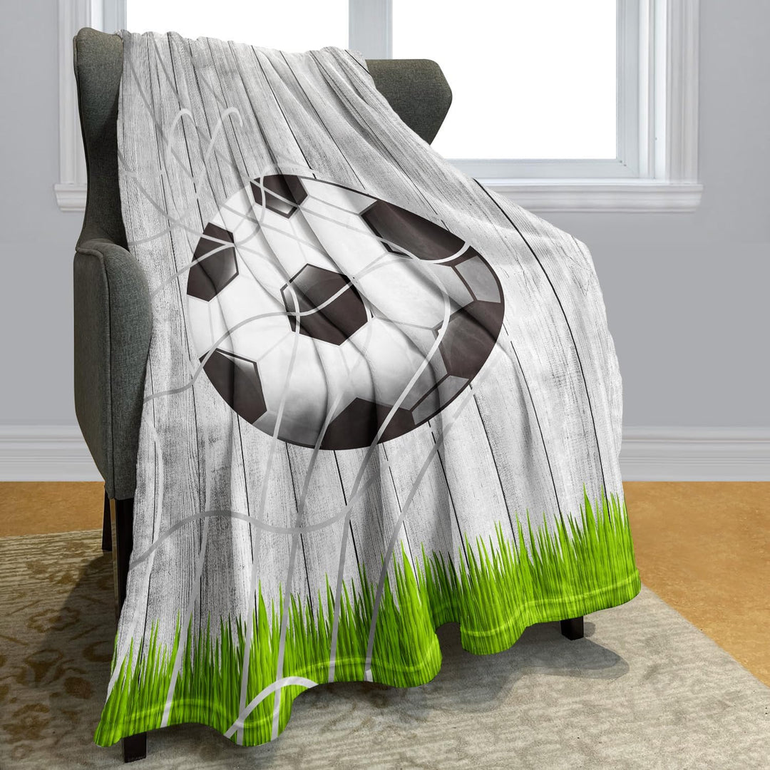 YISUMEI Decke 150x200 cm Kuscheldecken Sanft Flanell Weich Fleecedecke Bettüberwurf Fussball Holz Gr