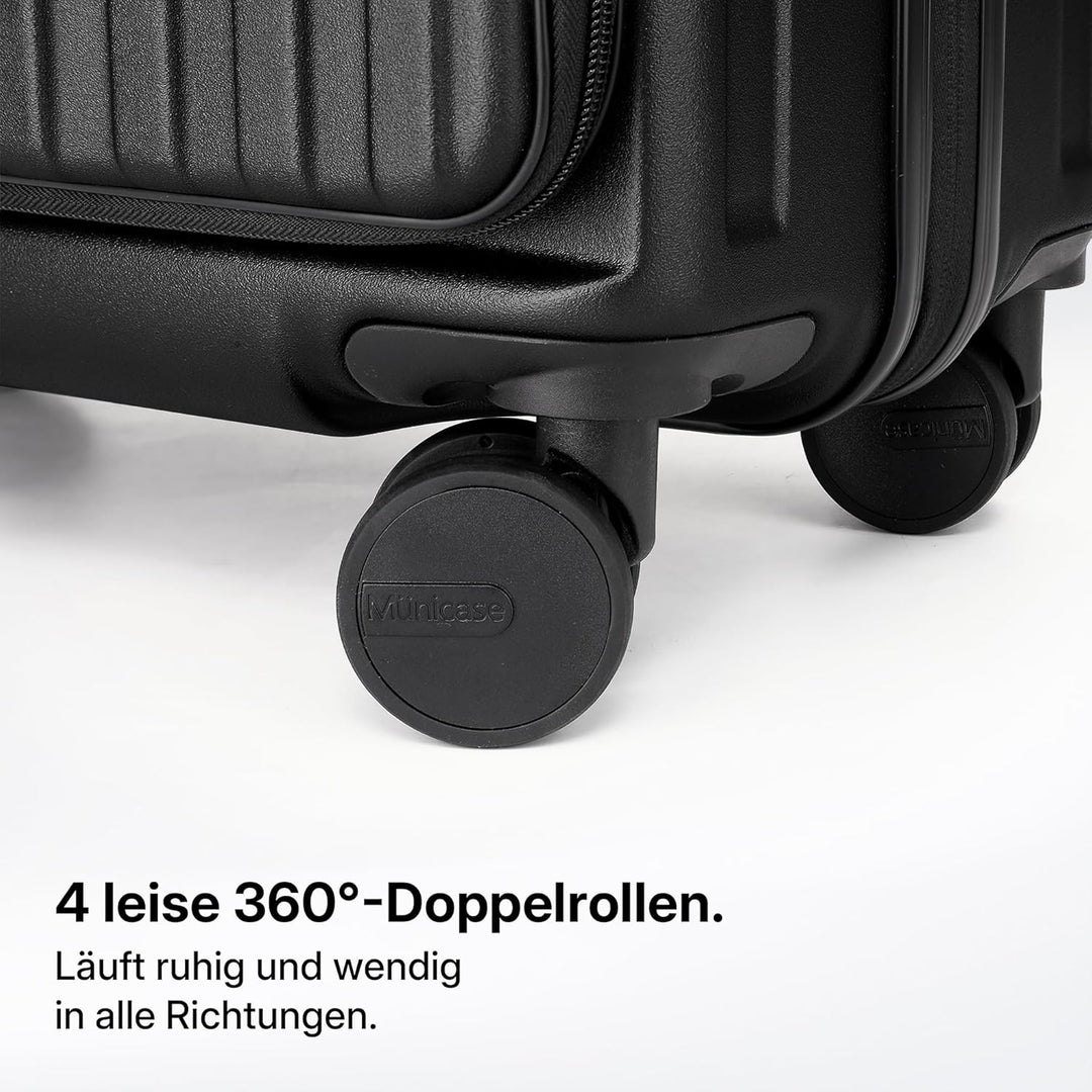 Münicase Koffer Expandierbar – Hartschalen-Trolley mit Oberseiten-Öffnung, Kompressionsgurt & extra