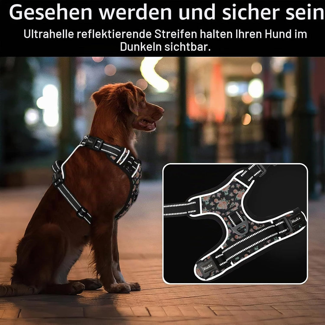 HEELE Hundegeschirr, No-Pull Hundegeschirr, Brustgeschirr für Mittelgrosse Hunde, Weich Atmungsaktiv