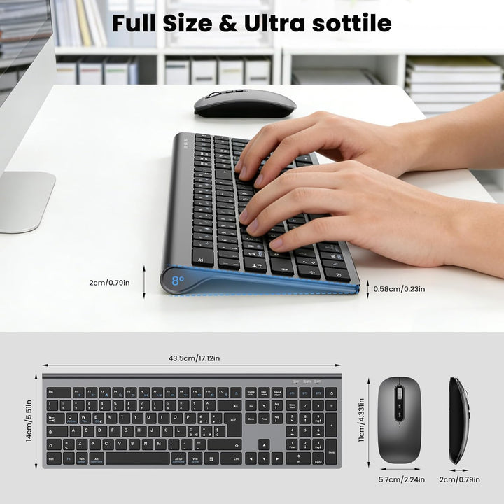 cimetech Kabellose Bluetooth-Tastatur und Maus für MacBook Air/MacBook Pro/Mac, italienisches QWERTY