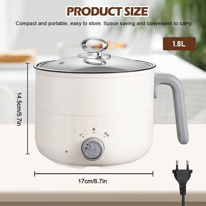 Elektrischer Hot Pot Kochtopf, Elektrische Hot Pot Topf 1,8 L, Elektrischer Kochtopf, Antihaft Mini