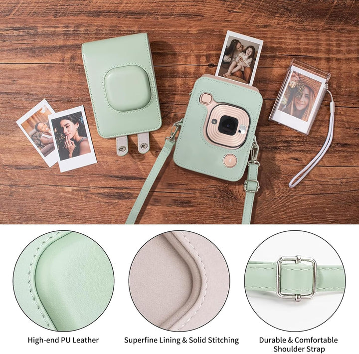 HIYQIN Leder Tasche Kompatibel mit Fujifilm Instax Mini LiPLAY, für Fujifilm Mini Liplay Tasche mit