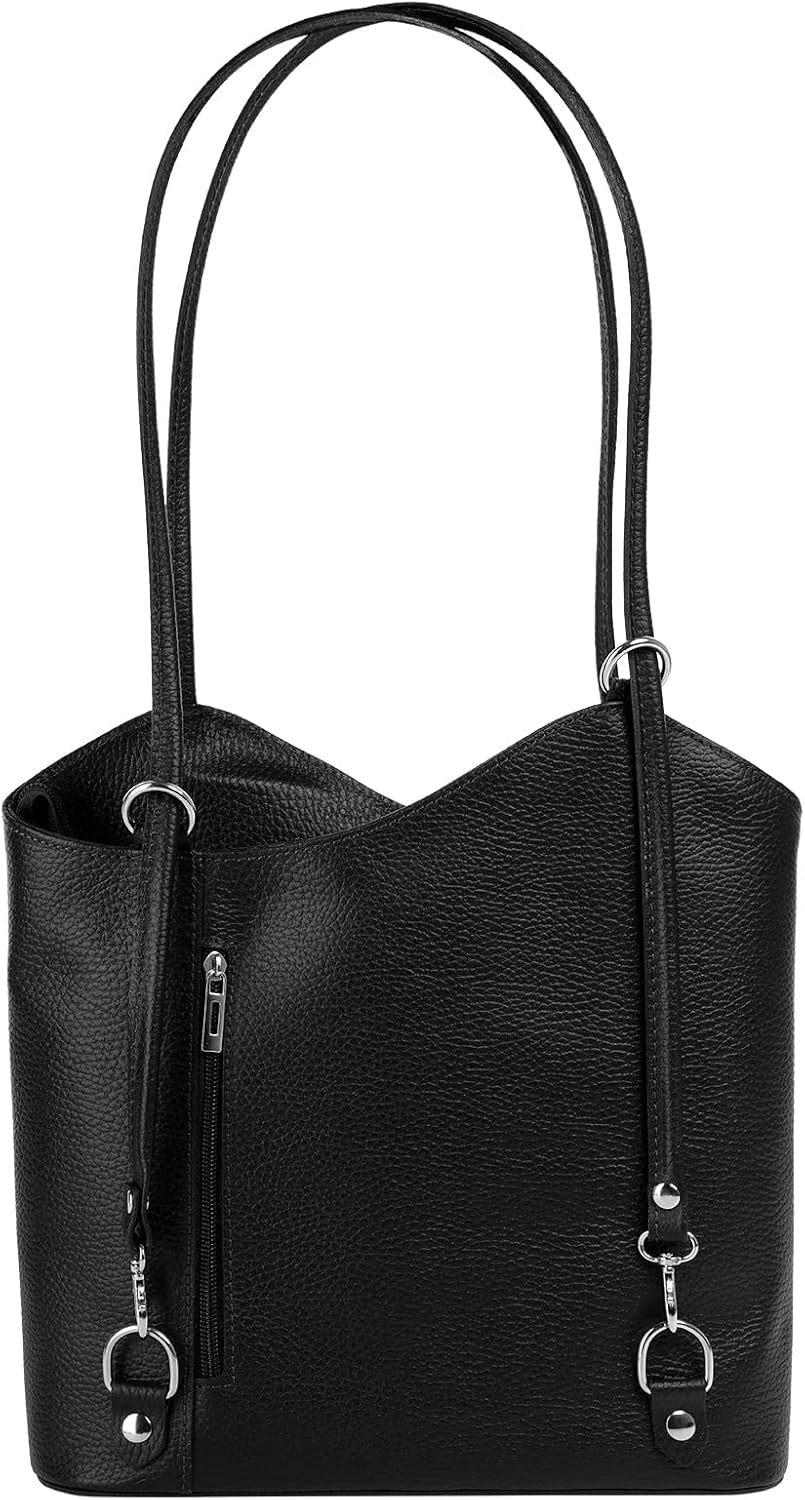 Shopper Rucksack Kombination Echt Leder Damen Made in Italy | 2in1 Handtasche | wandelbare Umhängeta