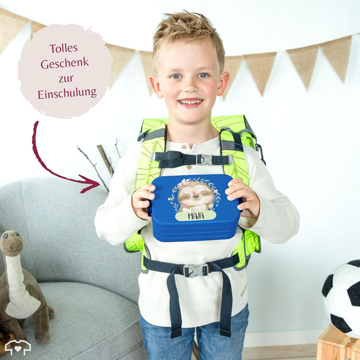 Kinder Bento Box Midi Lunchbox für Mepal Bentobox - Brotdose Faultier mit Name | Geschenk Einschulun