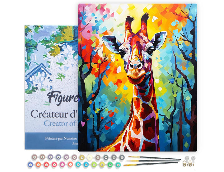 Figured'Art Malen Nach Zahlen Erwachsene Mit Rahmen Giraffe Farbenfroh Abstrakt - Paint by Numbers B