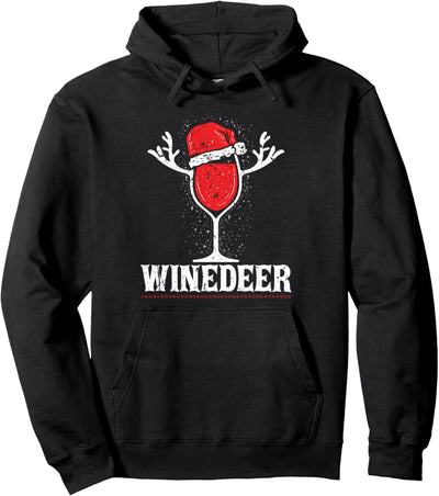 Xmas Wein Weinglas Winedeer Rentier Weihnachts Pullover Hoodie