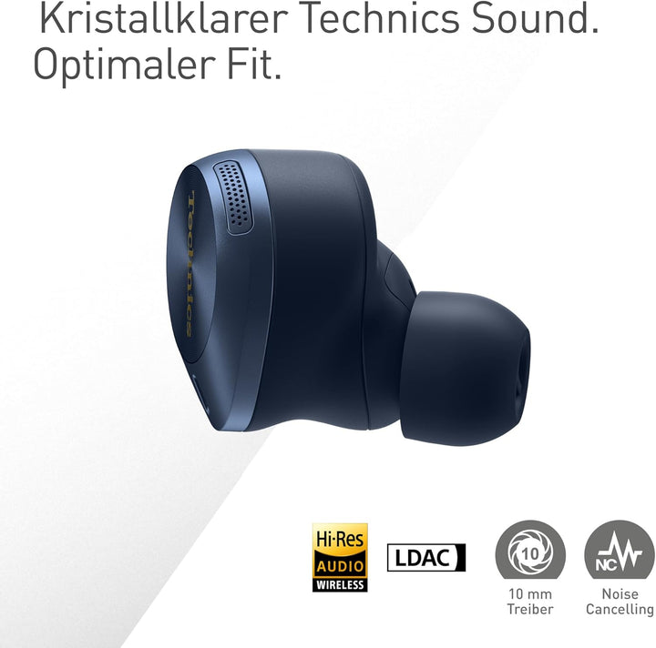 Technics EAH-AZ80E-A Kabellose Kopfhörer mit Geräuschunterdrückung, Bluetooth, In-Ear-Kopfhörer mit