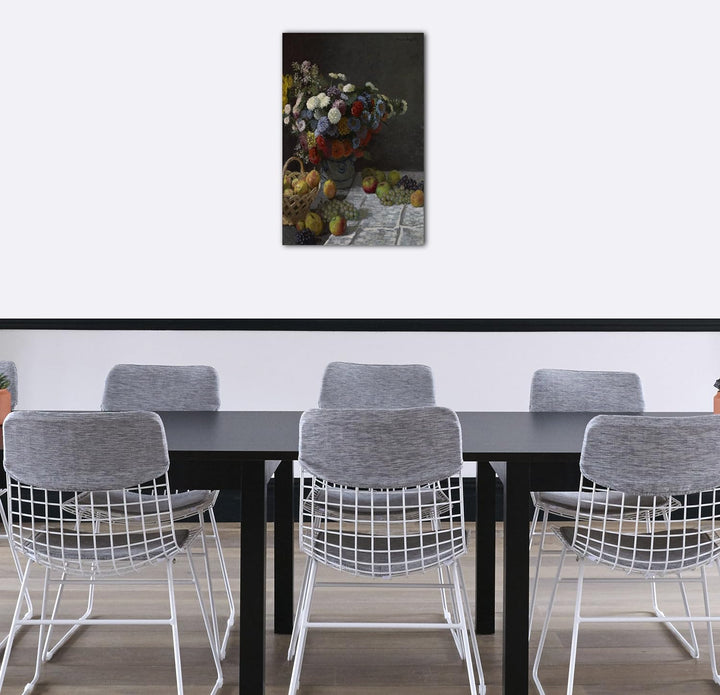 Printed Paintings Leinwand (60x80cm): Claude Monet - Stillleben mit Blumen und Früchten (1869) 60x80