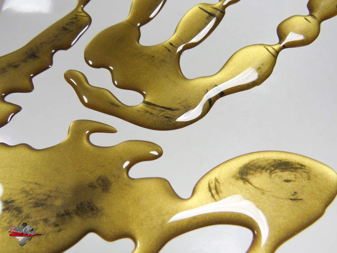 BIKE-label Tankpad 3D Motorrad Aufkleber Gold Metallic Hand Abdruck 501983