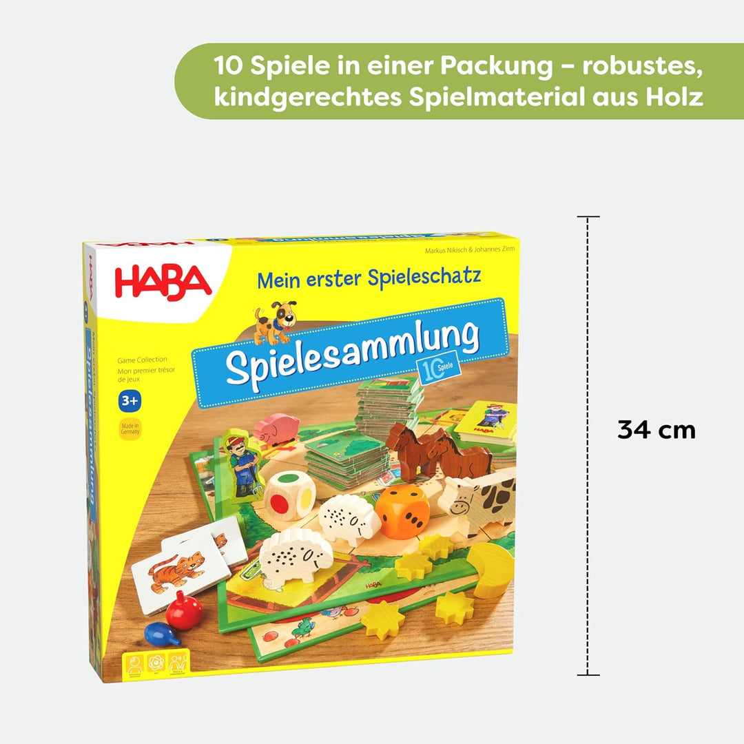 HABA Mein erster Spieleschatz - Grosse Spielesammlung für Kinder ab 3 Jahren – 10 Klassische Spiele: