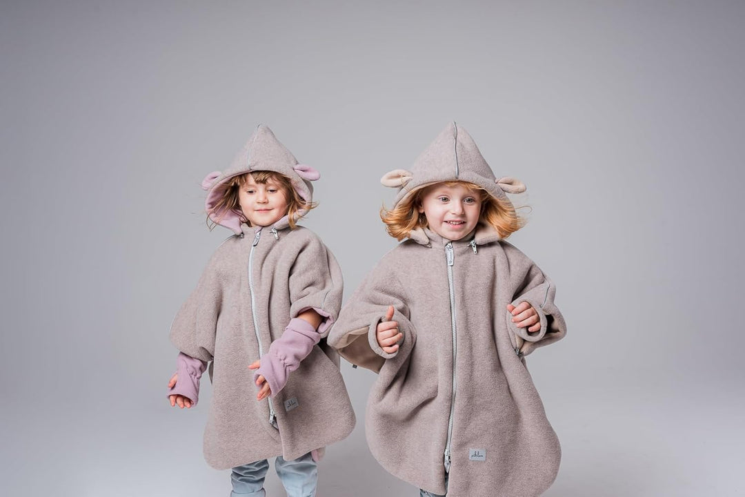 Auto-Poncho für Kinder – Für Autositz – Kinderwagen – Fahrrad – Mit Abnehmbarer Kapuze – Reflektoren