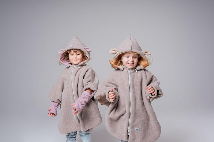Auto-Poncho für Kinder – Für Autositz – Kinderwagen – Fahrrad – Mit Abnehmbarer Kapuze – Reflektoren