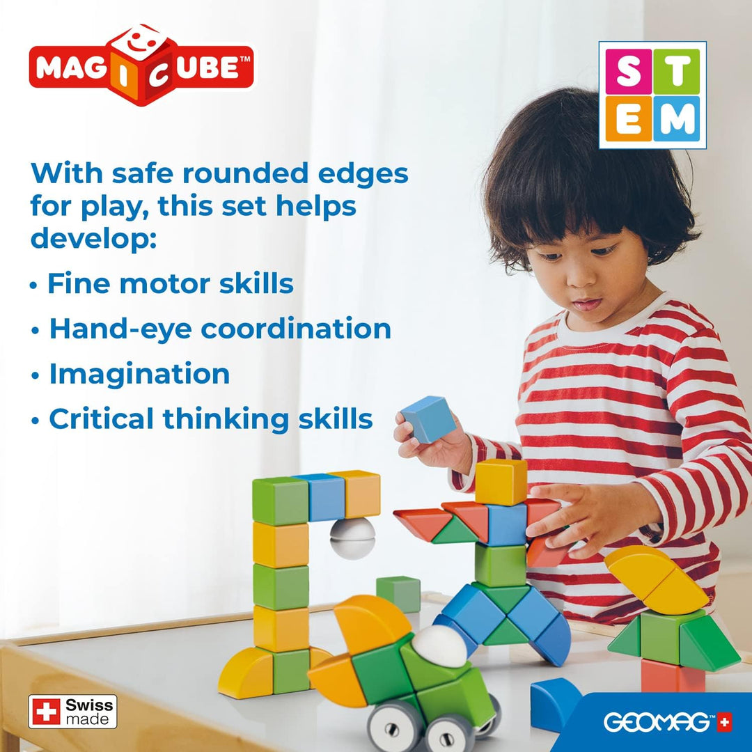 Geomag 202BLME Magnetic dice for Children, Green Yellow, 13 Pieces