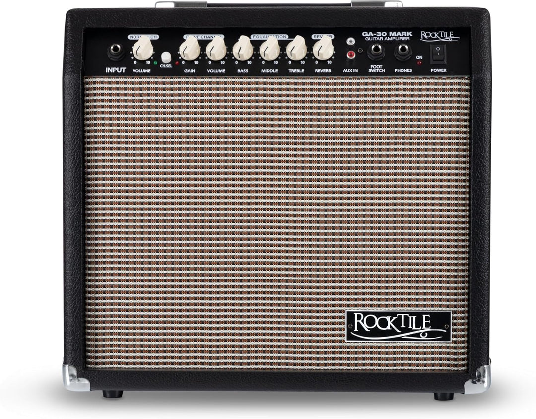 Rocktile GA-30 Mark Gitarrenverstärker (30 Watt Gitarrencombo, 2 Kanäle (Clean/Drive), 8" Speaker, m