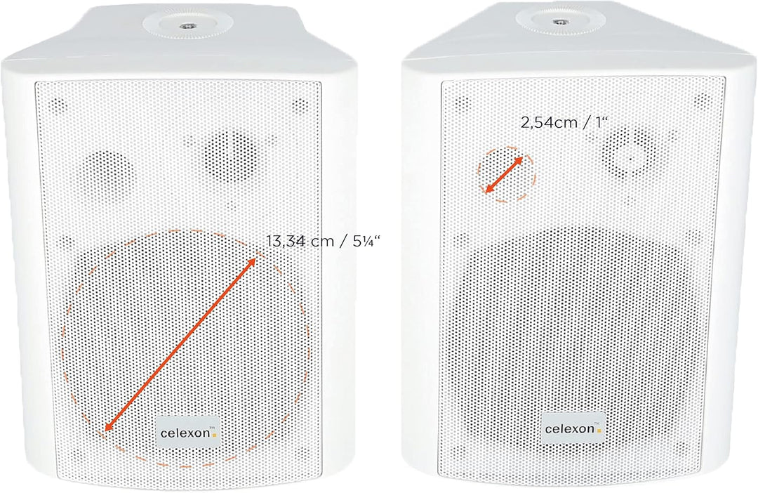 celexon Aktivlautsprecher-Set weiss - 2X 30W - leistungsstarke Audio-Boxen - inkl. Wandhalterung - L