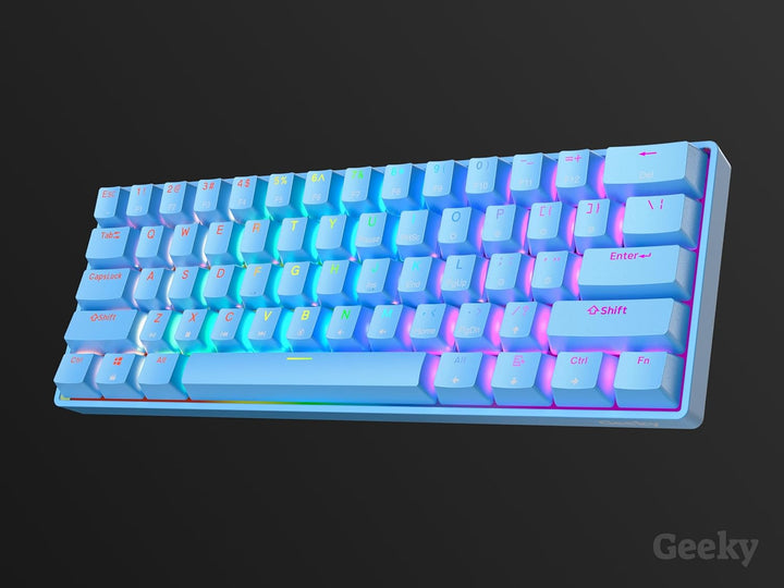 Geeky GK61 SE 60% | Mechanische Gaming-Tastatur | 61 Tasten Multi Color RGB LED Hintergrundbeleuchtu