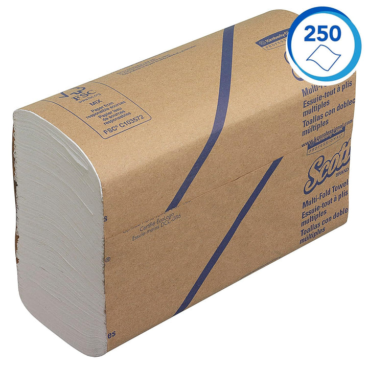 Scott Multifold Handtücher 3749 – gefaltete Papierhandtücher – 16 Packungen x 250 weisse Papierhandt