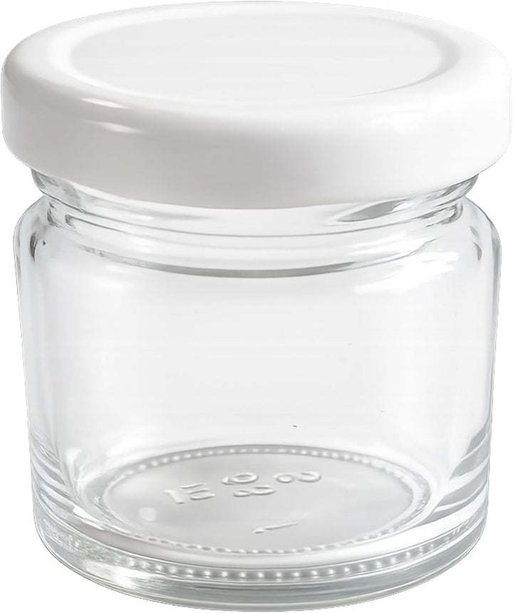 Vitrea 25x Mini Marmeladengläser 50 ml - mit Deckel Weiss TO 43 - kleine Einmachgläser zum befüllen