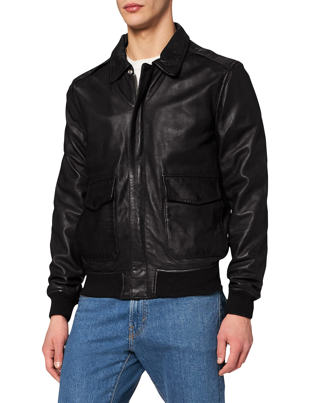 Schott NYC Herren Lcflightwx Jacket M Schwarz (Black Black), M Schwarz (Black Black)