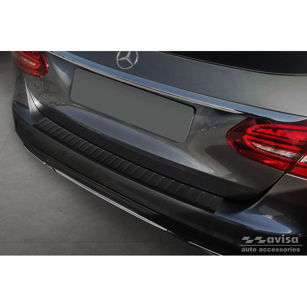 Avisa Matt-Schwarz Edelstahl Heckstossstangenschutz kompatibel mit Mercedes C-Klasse W205 Kombi 2014