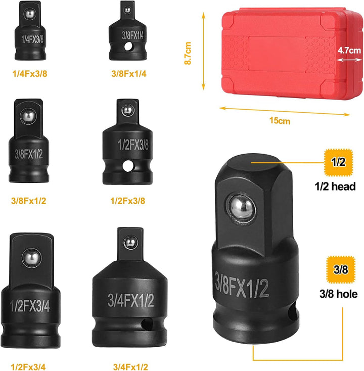 6 Stück Kraft Adapter Satz Schlagschrauber Adapter, Schlagschrauber Adapter,Steckschlüssel Konverter