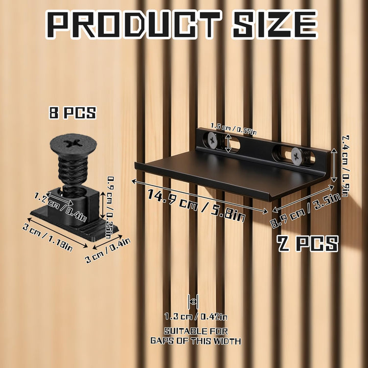 Regal für Akustikpaneele 2er Set, 15x9cm Zubehör Akustikpaneele ohne Bohren für vertikale horizontal