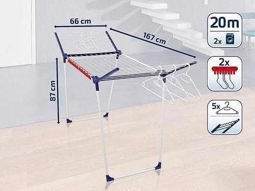 Leifheit Standtrockner Pegasus 200 Solid mit 20 m Trockenlänge für 2 Wäscheladungen, grosser Wäsches