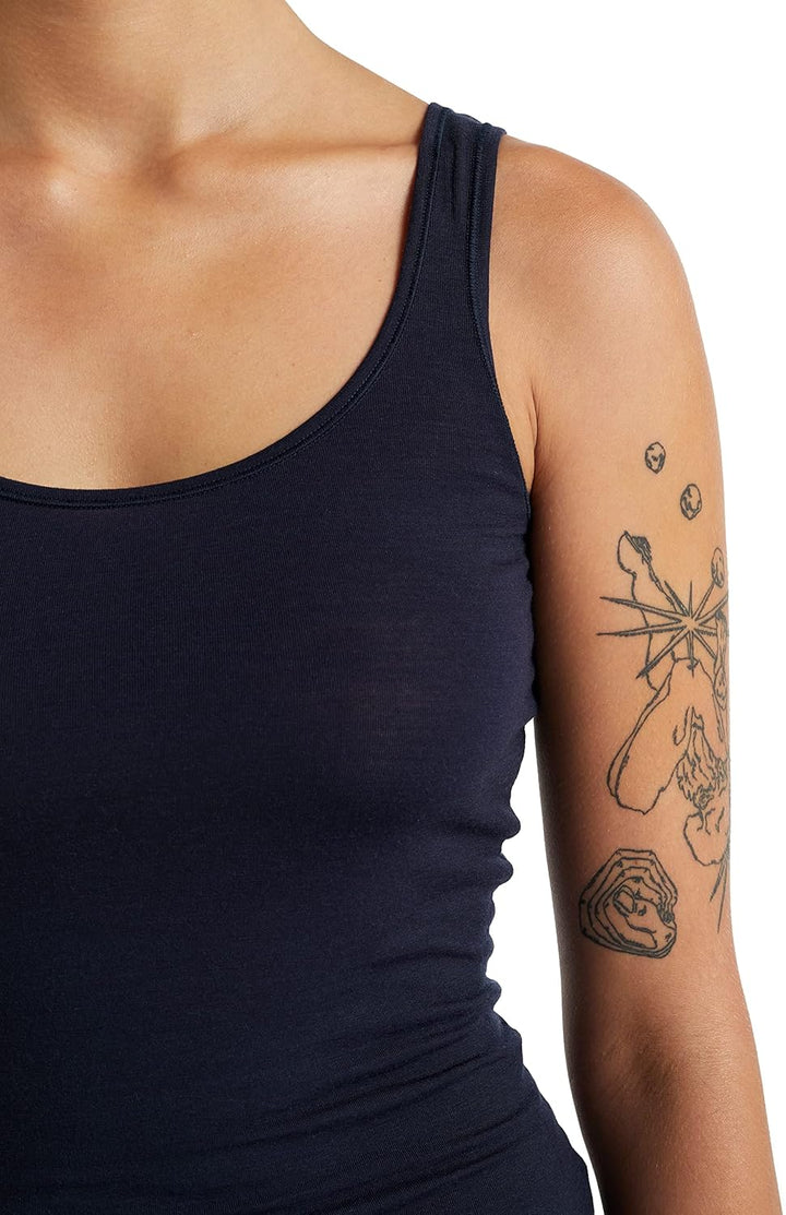 Icebreaker Damen Siren Tank Top - Sporttop Damen - Merinowolle Unterwäsche XL Mitternachtsmarine, XL
