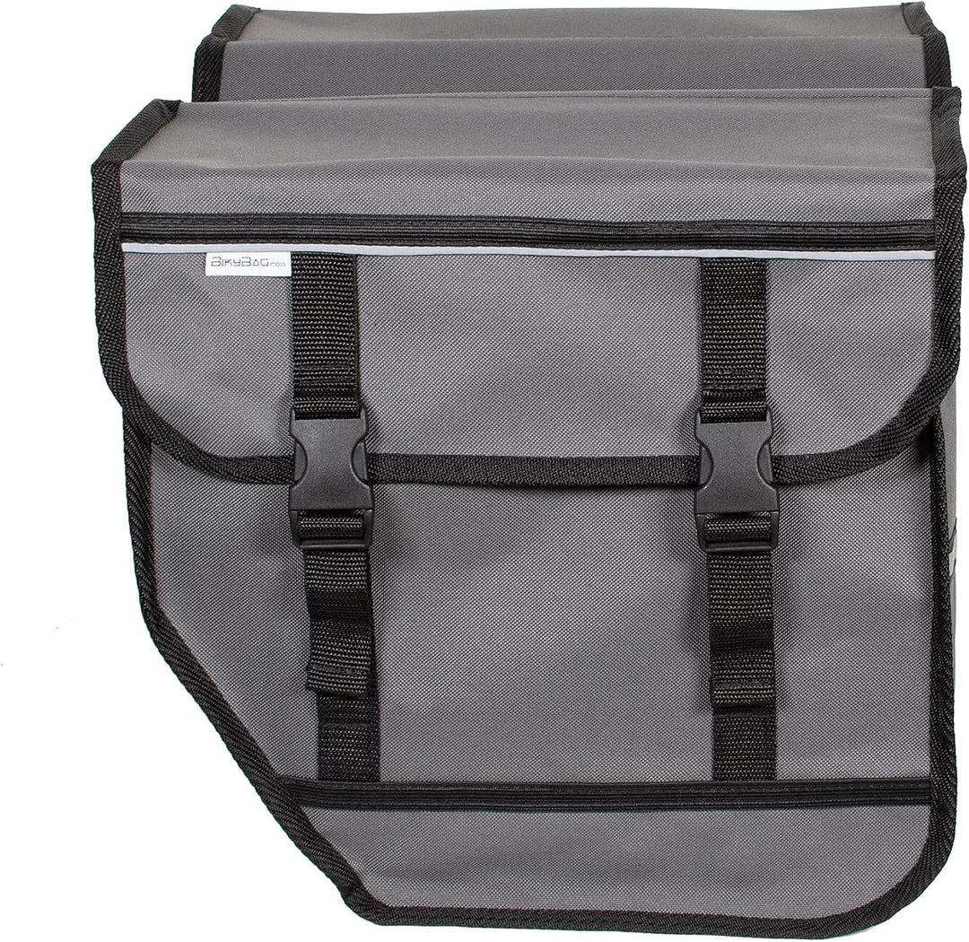 BikyBag Model M – Doppelte Fahrradtaschen für Gepäckträger (Grau), Grau