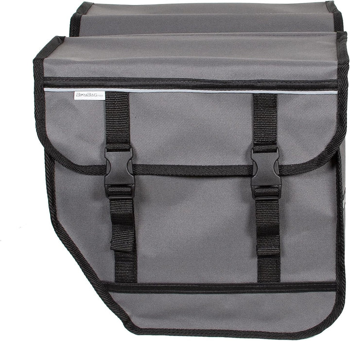BikyBag Model M – Doppelte Fahrradtaschen für Gepäckträger (Grau), Grau