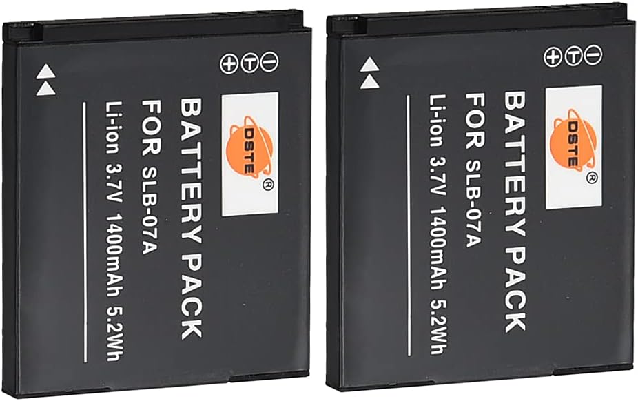 DSTE®（2 Pack） Ersatz Batterie und DC91E Reise Ladegerät Compatible für Samsung SLB-07A PL150 PL151 S