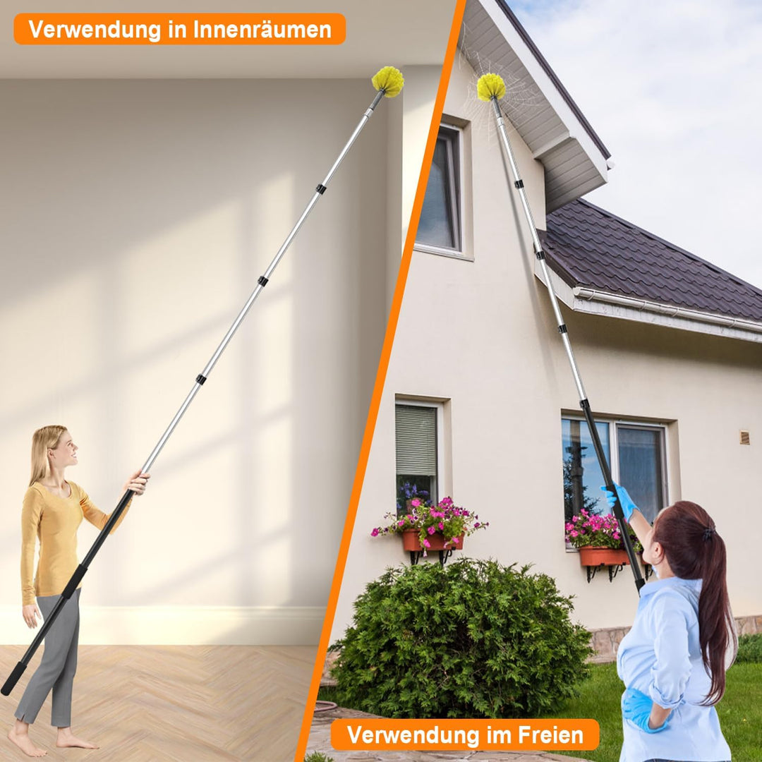 ARTIPOLY 6 m Staubwedel mit Teleskop Waschbar, 5-stufiger mit Borsten | 1,5–6 m Langer Staubwedel fü