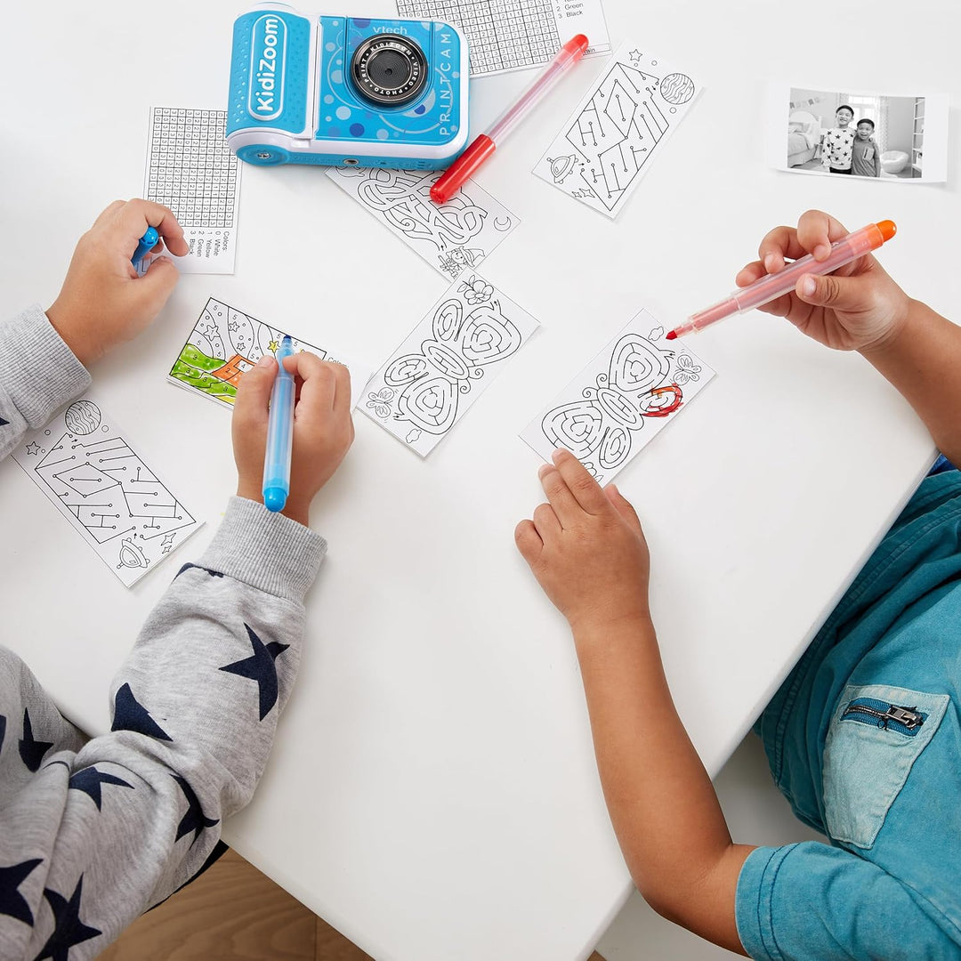 Vtech KidiZoom Print Cam blau – Sofortbild-Kinderkamera mit Druckfunktion,Selfie- und Videofunktion,