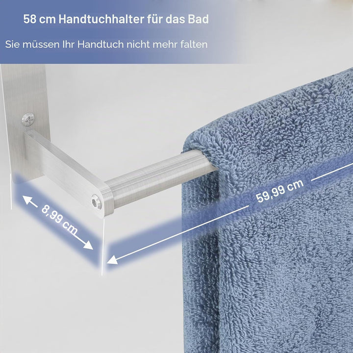 Handtuchhalter Bad Wand, 3 Ebenen Handtuchregal Badezimmer mit Handtuchstange, Gebürstetes Nickel Ba