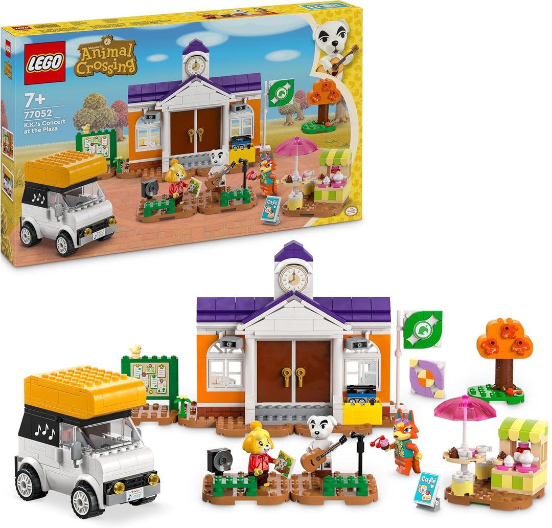 LEGO Animal Crossing K.K. spielt auf dem Festplatz, Bauspielzeug mit Café und Auto aus den Videospie