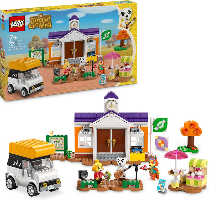 LEGO Animal Crossing K.K. spielt auf dem Festplatz, Bauspielzeug mit Café und Auto aus den Videospie
