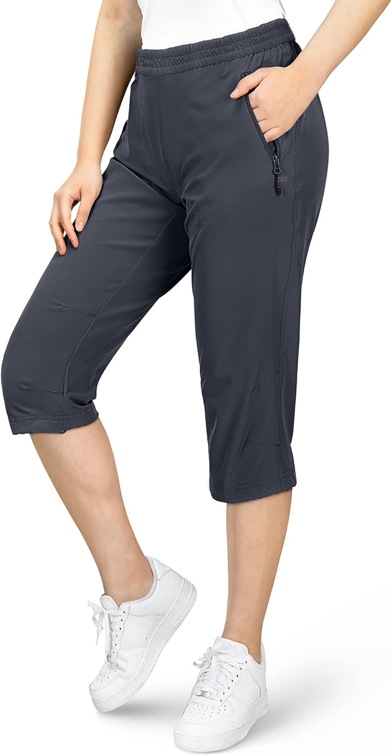 33,000ft Damen 3/4 Hose Capri Wanderhose Stretch Leichte Radhose Taschen Sommer Outdoor Golf Hose 36