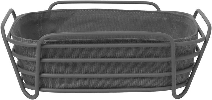 Blomus Brotkorb Schwarz S - Brotkörbchen aus pulverbeschichtetem Stahl und Baumwoll-Stofftasche, S: