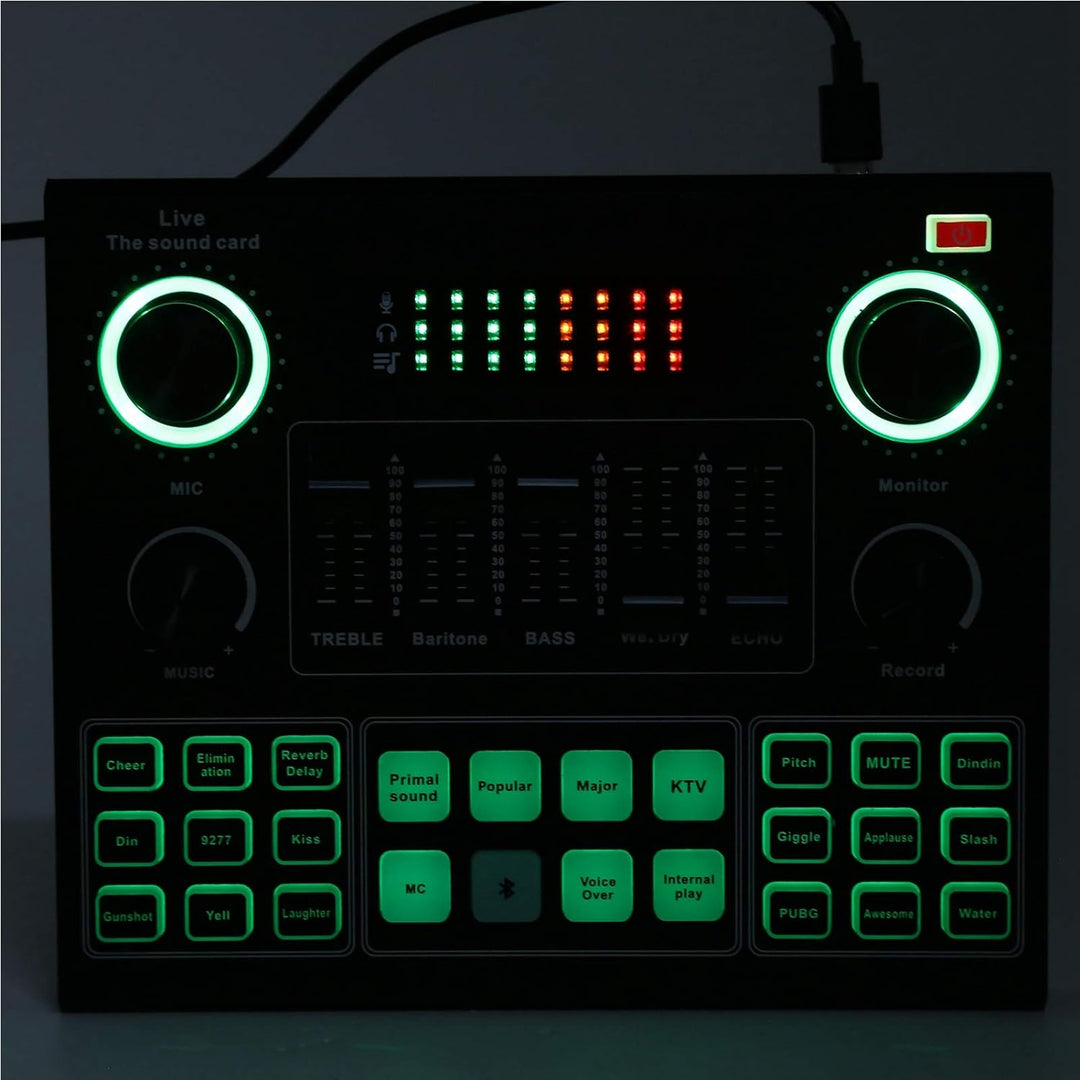 V9 Bluetooth Soundkarte, Stereo Audio Mixer, Externe Sound Mixer, Universal Broadcast Voice Changer,