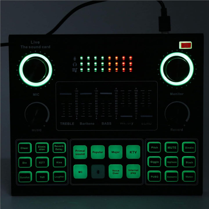 V9 Bluetooth Soundkarte, Stereo Audio Mixer, Externe Sound Mixer, Universal Broadcast Voice Changer,
