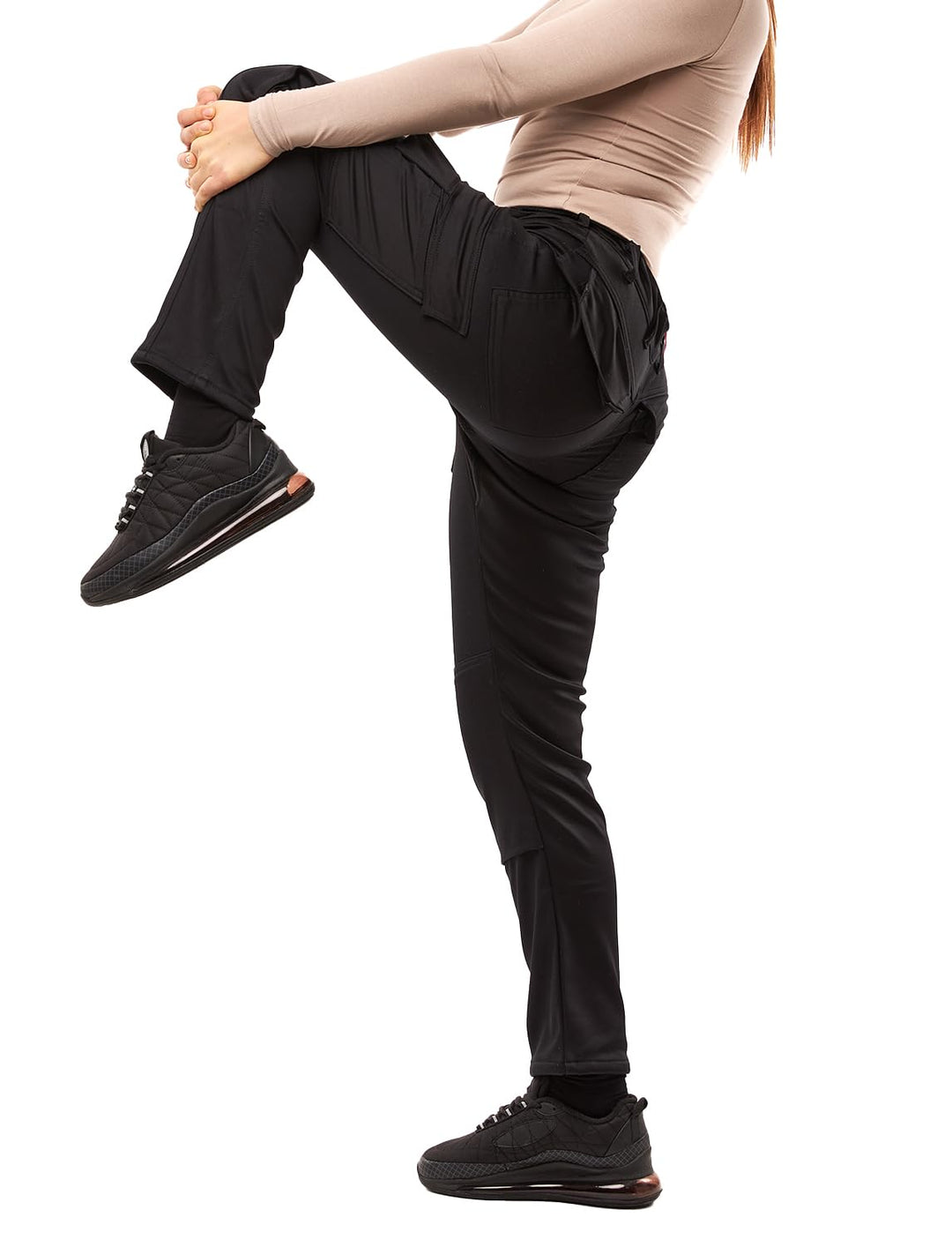 strongAnt Damen Arbeitshose komplett Stretch für Frauen Bundhose mit Kniepolstertaschen Schwarz Grau