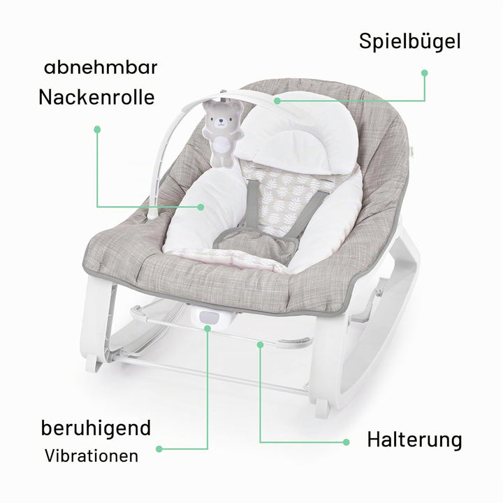 Ingenuity Keep Cozy 3-in-1 Baby Wippe, Sitz und Schaukel für Babys bis Kleinkinder, mit Vibrationen