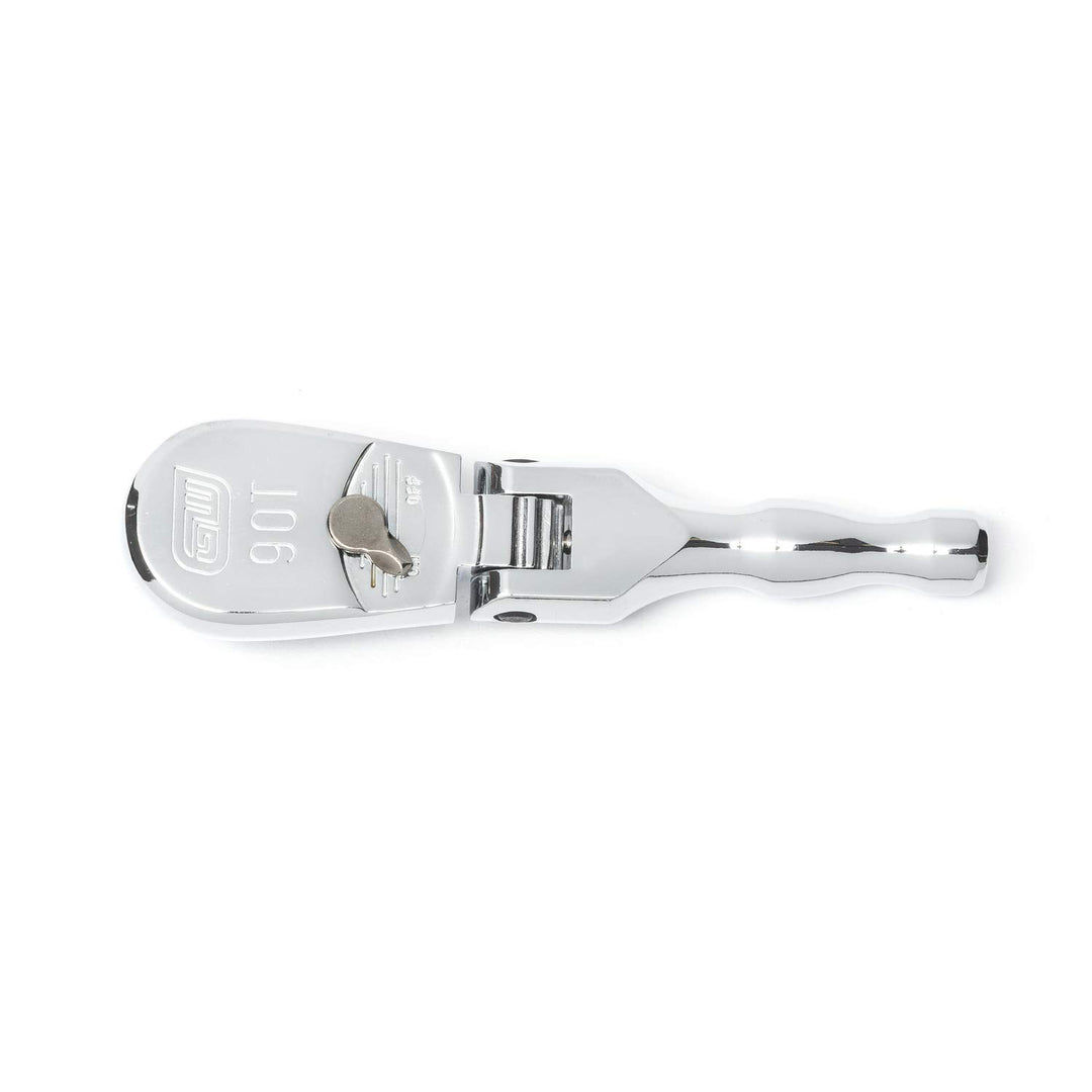 GEARWRENCH 3/8" Drive 90 Tooth Full Polish Stubby Flex Teardrop Ratchet - 81212T, Multi, 90-Tooth St