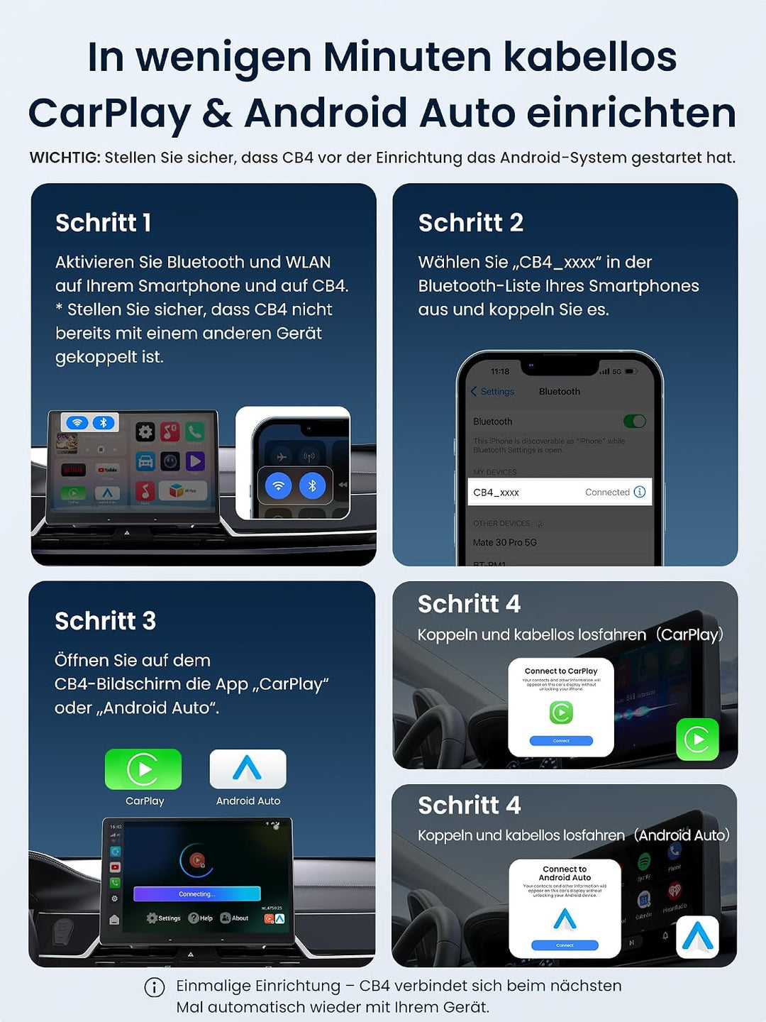 CarPlay AI Box, Wireless CarPlay Adapter Netflix/YouTube/TF-Karte 4GB+32GB - AI Box Android Auto Vid
